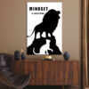 Mindset Is Everything Canvas Black Lion and White Cat Face to Face Motivational Inspirational Office Poster Entrepreneur Room Decor