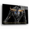 Miami Trade Bull Canvas Motivational Crypto Symbol Metal Poster Print Investment Financial Black Modern Bull Similar to New York Bull Art