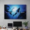 Be a Shark Canvas Motivational Office Quote Metal Poster Print Entrepreneur Inspirational Acrylic Decor Business Competition Office Art