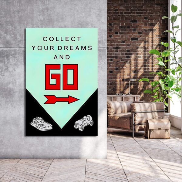 Monopoly Wall Art Print - Inspirational Businessman Poster with Motivational Quote  No Luck All Hustle - Uncle Sam and Game Board Design