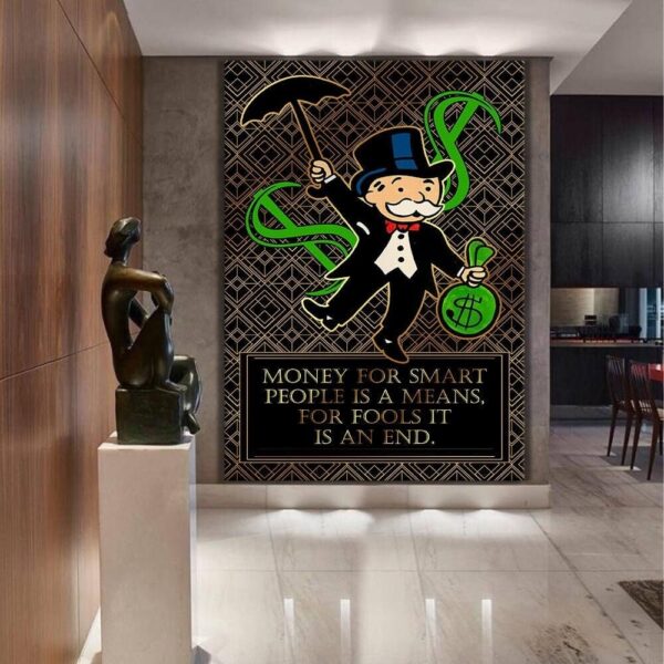 Alec Monopoly Canvas - Limited Edition Gold and Black Office Wall Art Poster for Smart and Wealthy Motivation