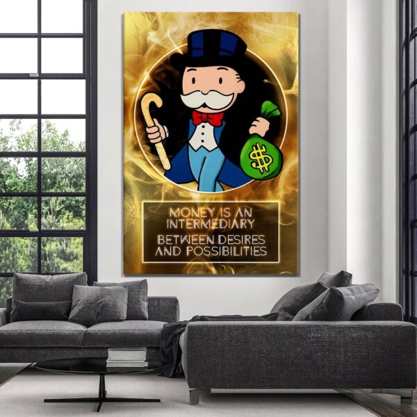 Alec Monopoly Canvas - Gold Office Art - Wall Art Poster - Limited Edition Acrylic Metal Canvas - Desires and Possibilities