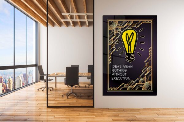 Monopoly Wall Art - Motivational Entrepreneur Office Decor Print with Inspirational Canvas - Ideas are Nothing without Execution