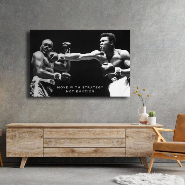 MUHAMMAD ALI - Move With Strategy Motivational Canvas Art Boxing Quote Inspirational Wall Art Framed Canvas Print Home/Office Champion Quote