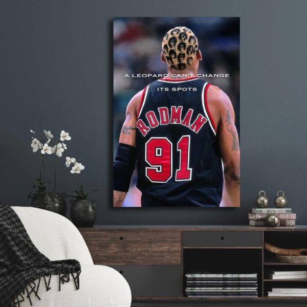 Give Everything Dennis Rodman Canvas, Motivational Quotes, Leopard Head Basketball Player Print, Great Player Of All The Time,