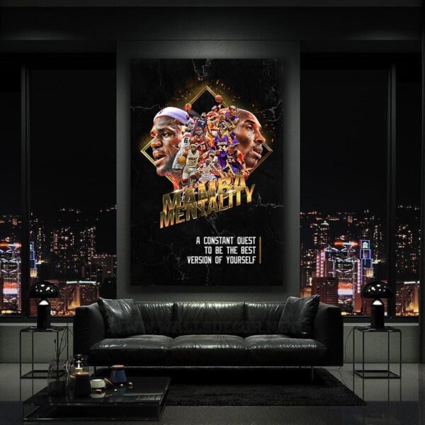 Mamba Mentality Kobe Bryant LeBron James - Basketball Room Office Wall Decor - Minimalist Print of the Best Player of All Time