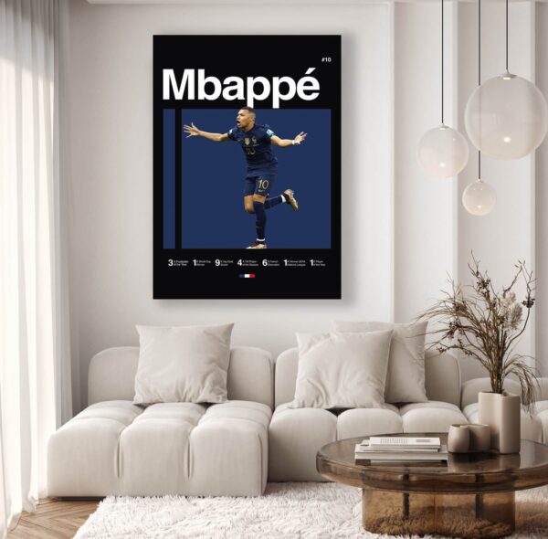 Kylian Mbappe Poster, World Cup Art, France Football, Soccer Poster, Minimalist, Mid Century Modern, Office Wall Art, Bedroom Art